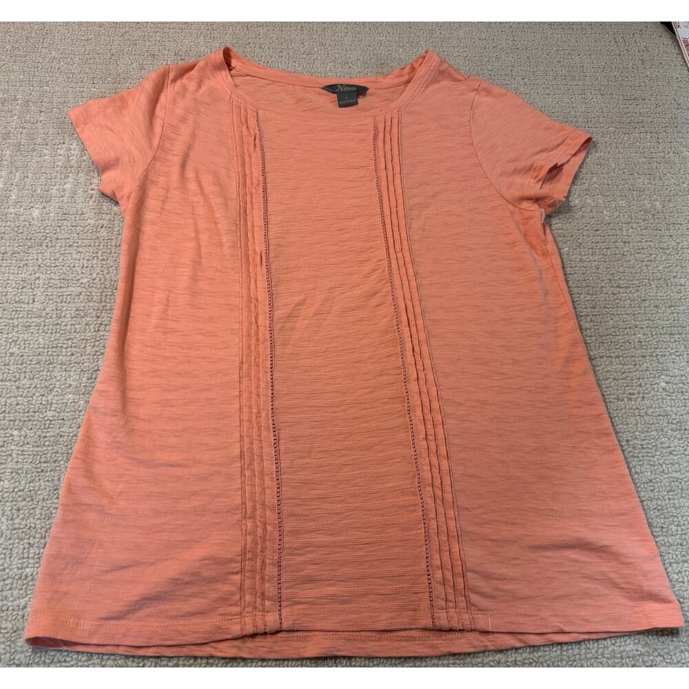 Natural Reflections Women’s Large 100% Cotton Short Sleeve Tee Orange Ribbed